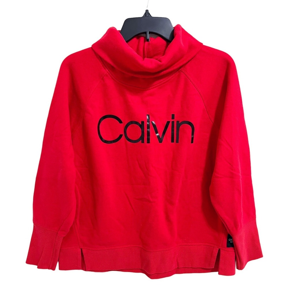 Calvin Klein Slouchy Sweatshirt Red Cowl Neck Women's L